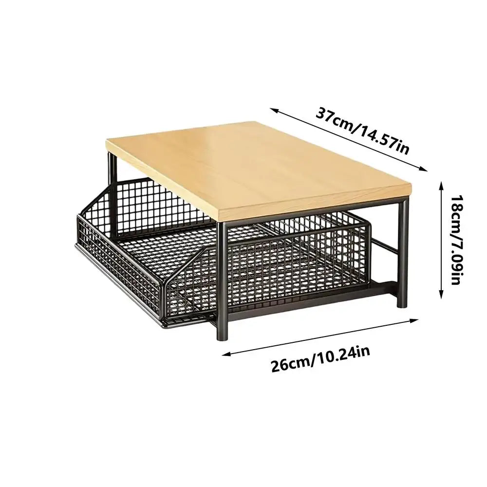 LYR 2-Tier Countertop Organizer Rack with Pull-Out Mesh Drawer