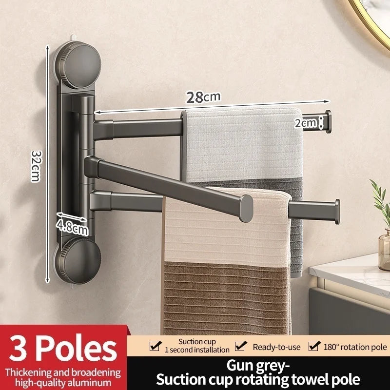LYR Suction Cup Rotating Towel Rack – Punch-Free, Multi-Bar Folding