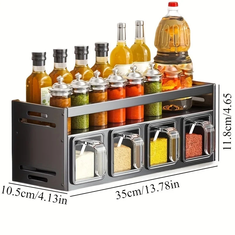 LYR Wall-Mounted Spice Rack & Storage Set with Sealed Containers