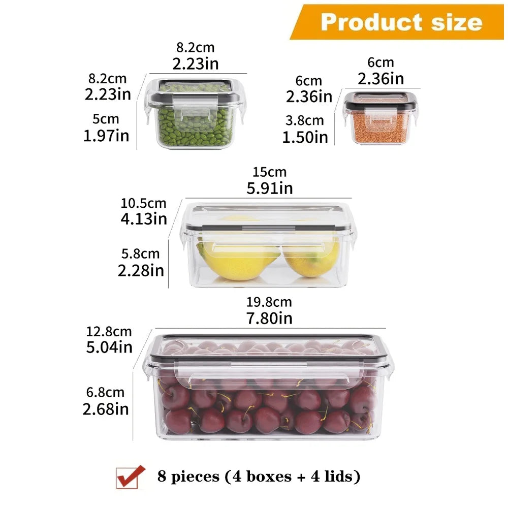 LYR 8-Piece Airtight Food Storage Container Set — BPA-Free, Microwave & Freezer Safe