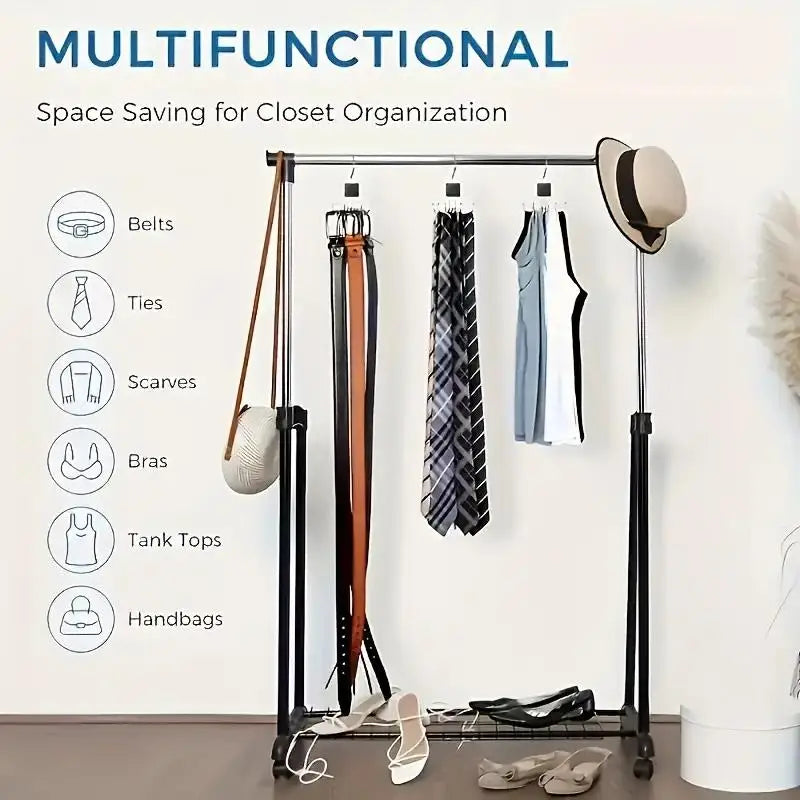 LYR Rotating Wood Multipurpose Hanger with Stainless Steel Hooks