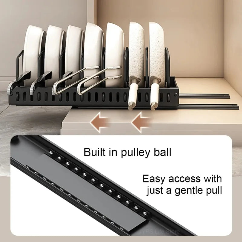 LYR Pull-Out Kitchen Cabinet Organizer | Sliding Pot, Pan & Lid Rack