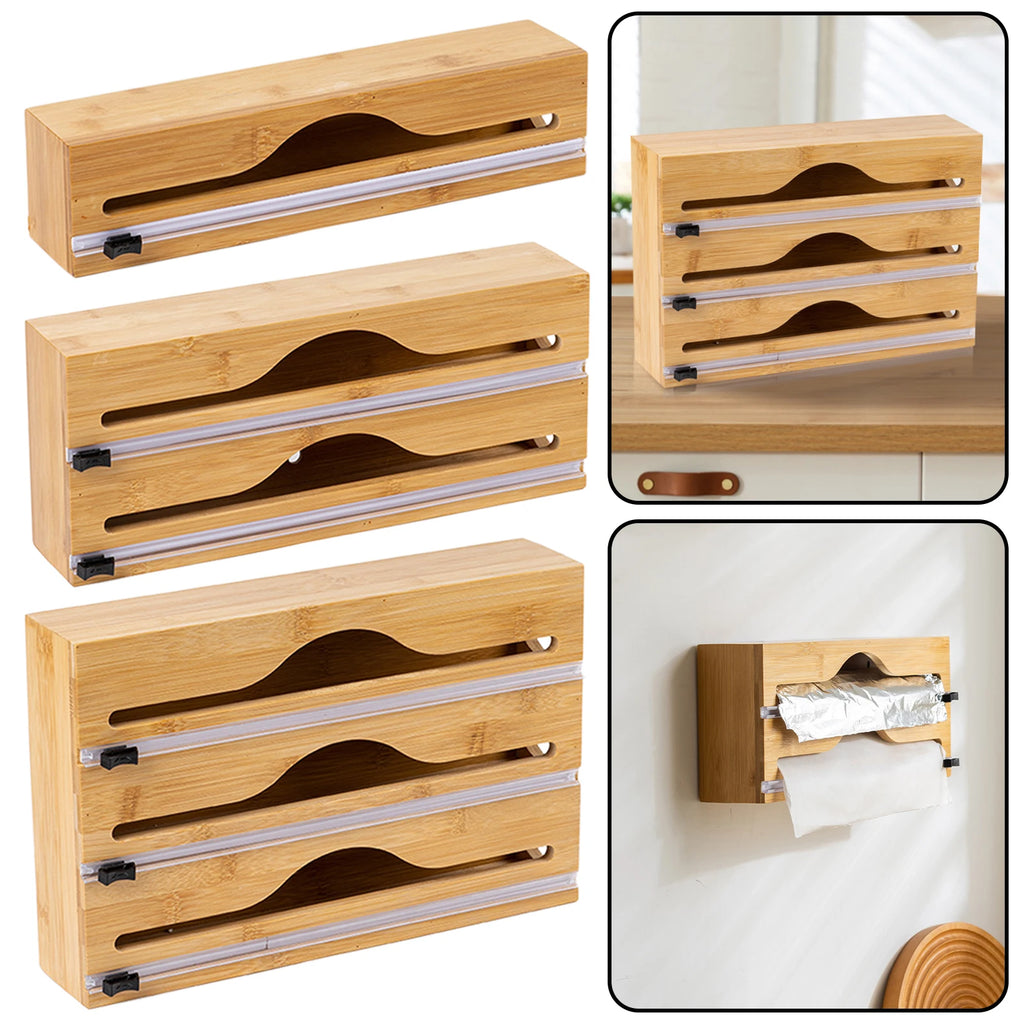 LYR Bamboo Wrap & Foil Dispenser with Slide Cutter