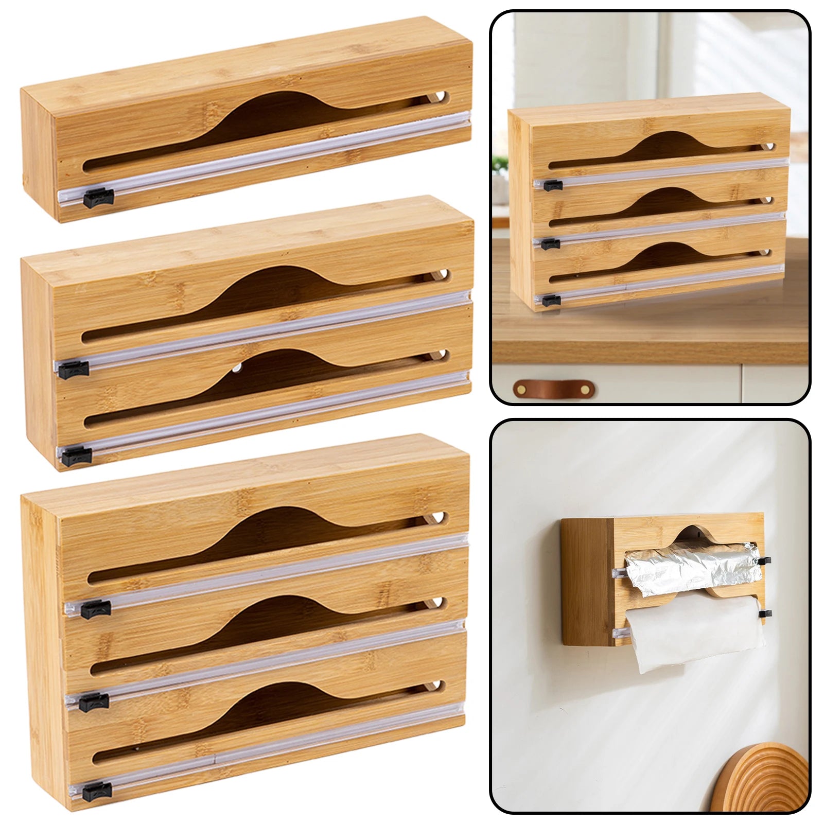 LYR Bamboo Wrap & Foil Dispenser with Slide Cutter