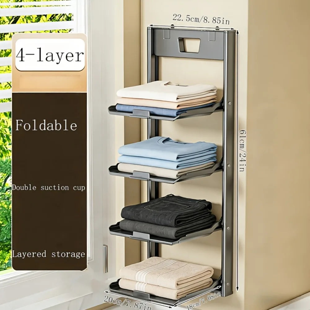 LYR Foldable Wall-Mounted Organizer Shelf – No-Drill, Multi-Tier Storage