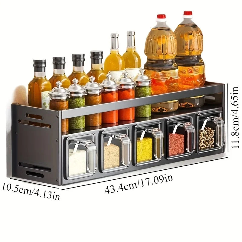 LYR Wall-Mounted Spice Rack & Storage Set with Sealed Containers