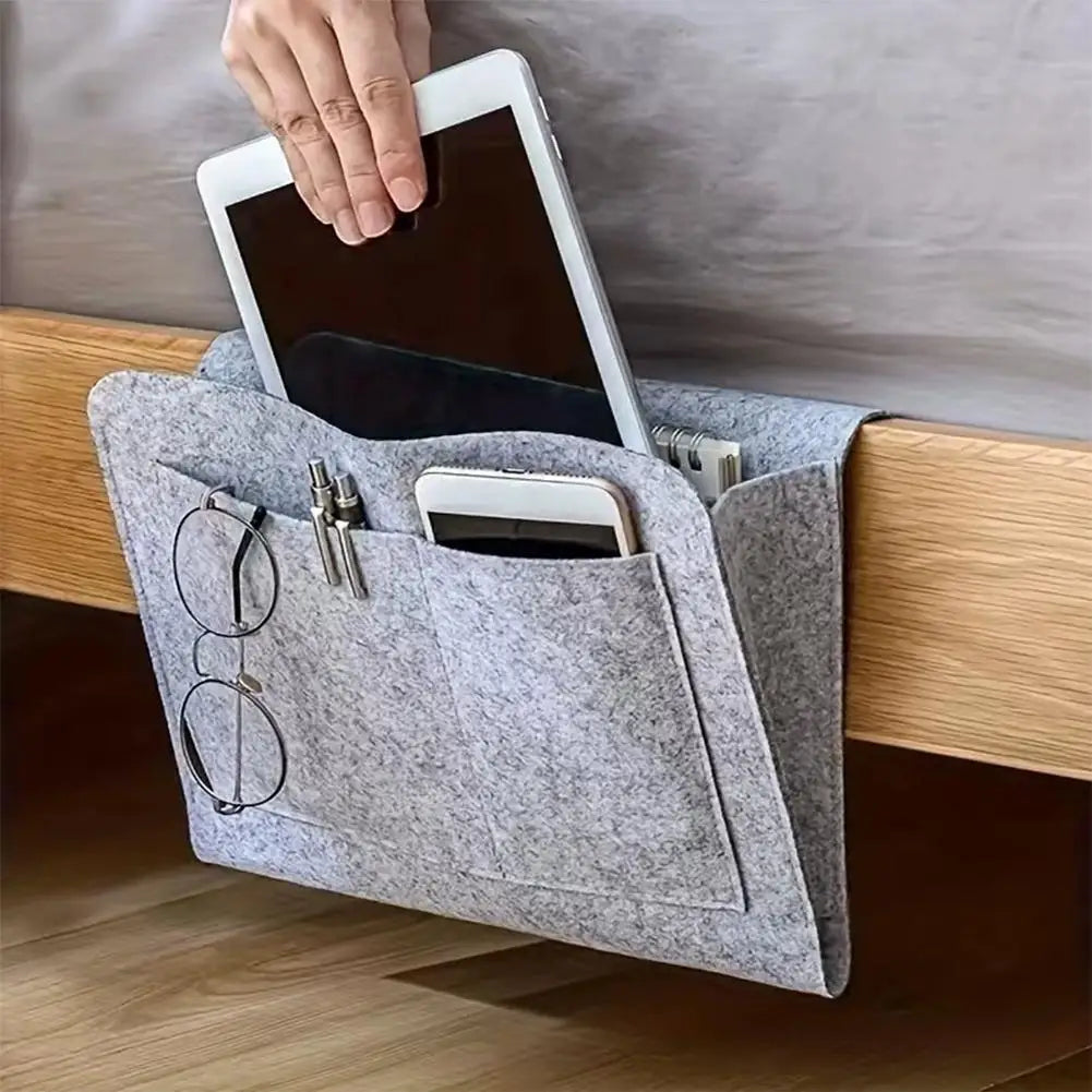 LYR Felt Bedside Caddy — Multi-Pocket Hanging Storage Organizer