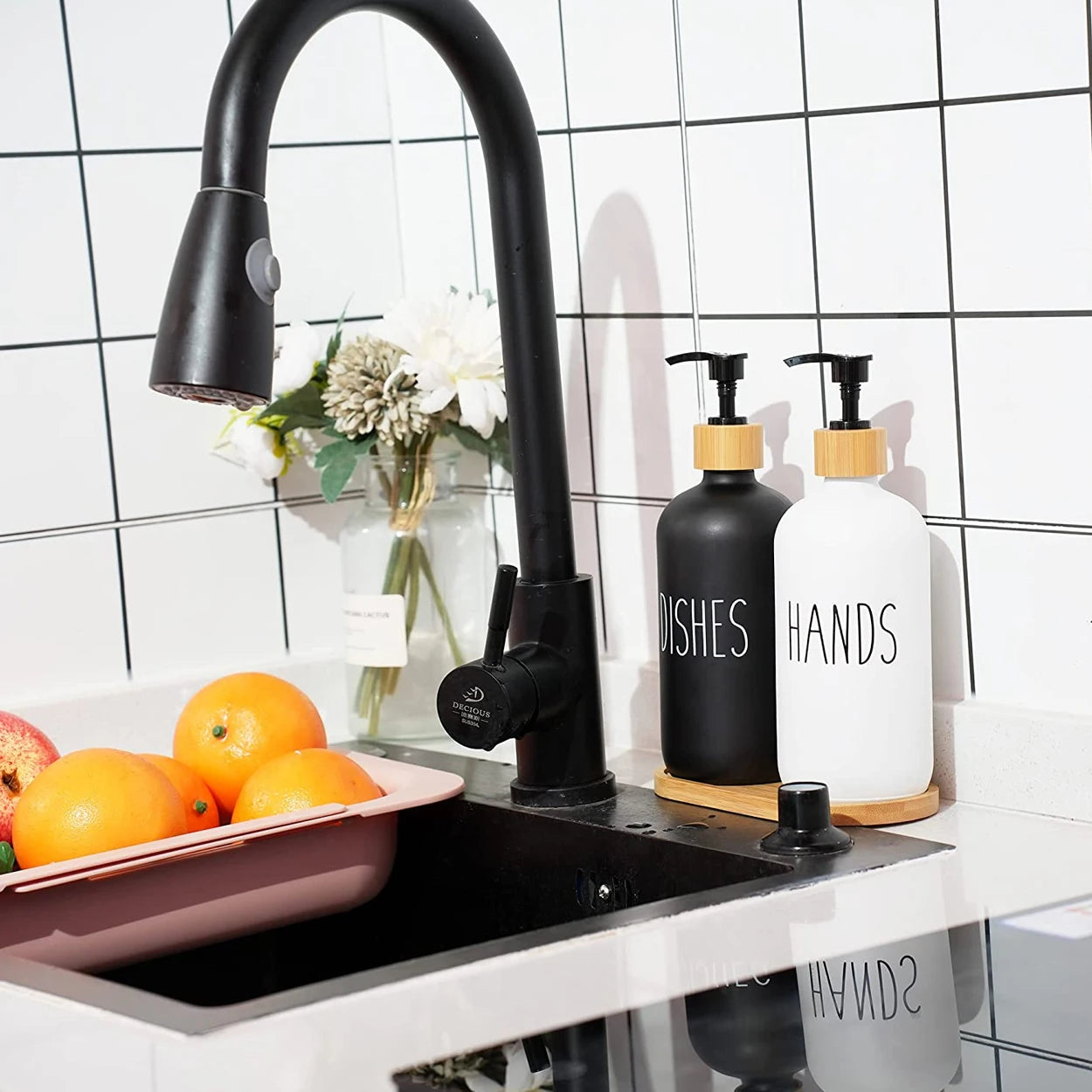 LYR Black Soap Dispenser Set