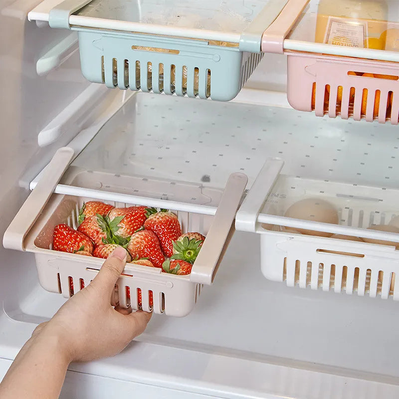 LYR Retractable Fridge Drawer Organizer Basket