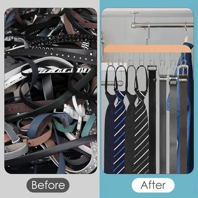 LYR Wooden Hanger with 8 Rotating Hooks