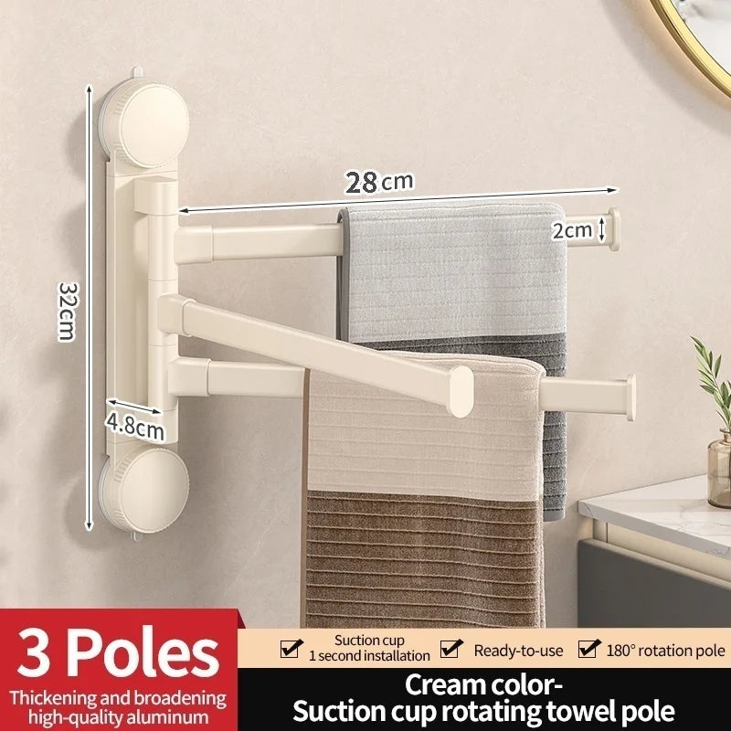 LYR Suction Cup Rotating Towel Rack – Punch-Free, Multi-Bar Folding
