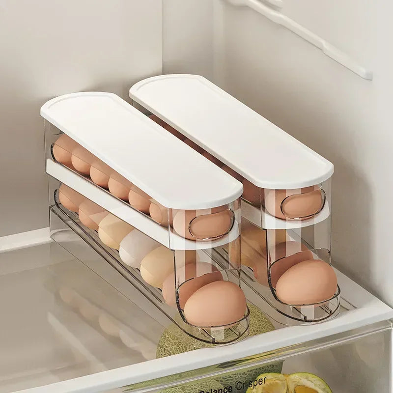 LYR Bilayer Fridge Egg Organizer with Auto-Roll Dispenser