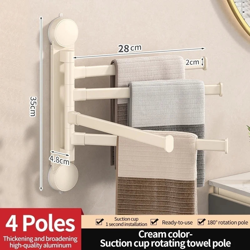 LYR Suction Cup Rotating Towel Rack – Punch-Free, Multi-Bar Folding