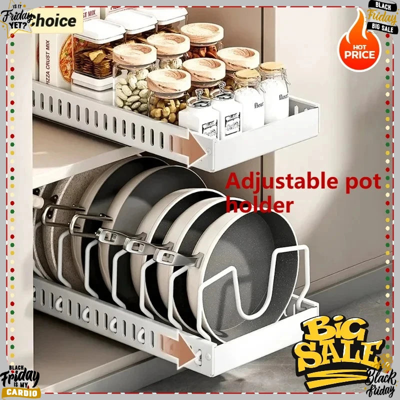 LYR Pull-Out Kitchen Cabinet Organizer | Sliding Pot, Pan & Lid Rack