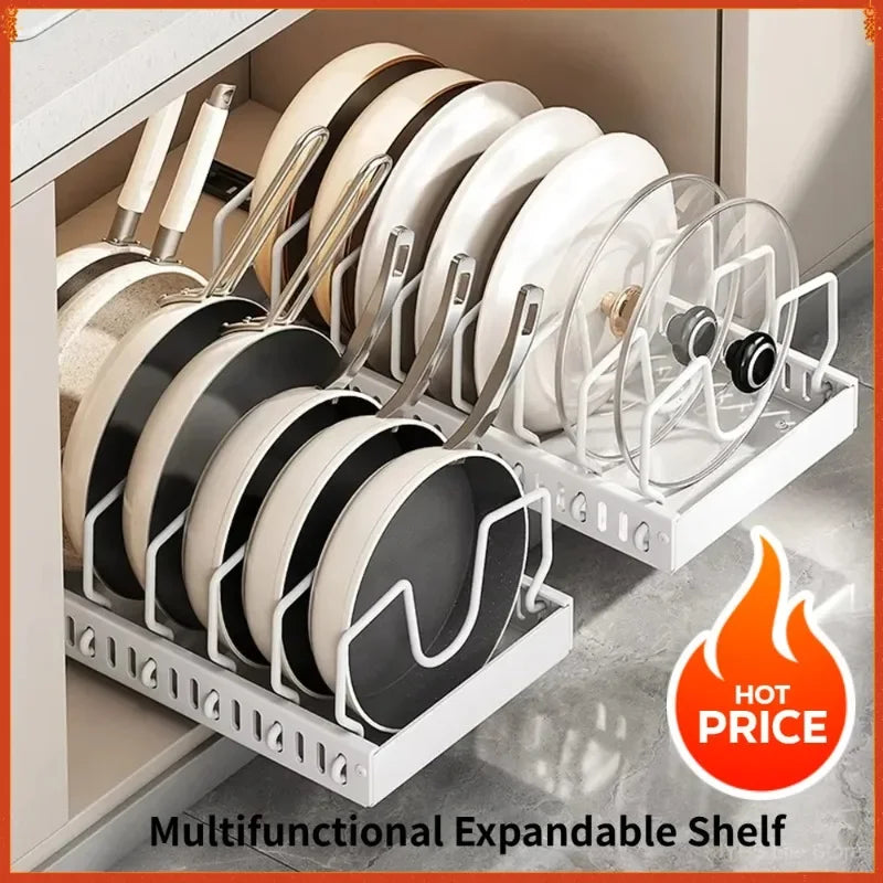 LYR Pull-Out Kitchen Cabinet Organizer | Sliding Pot, Pan & Lid Rack