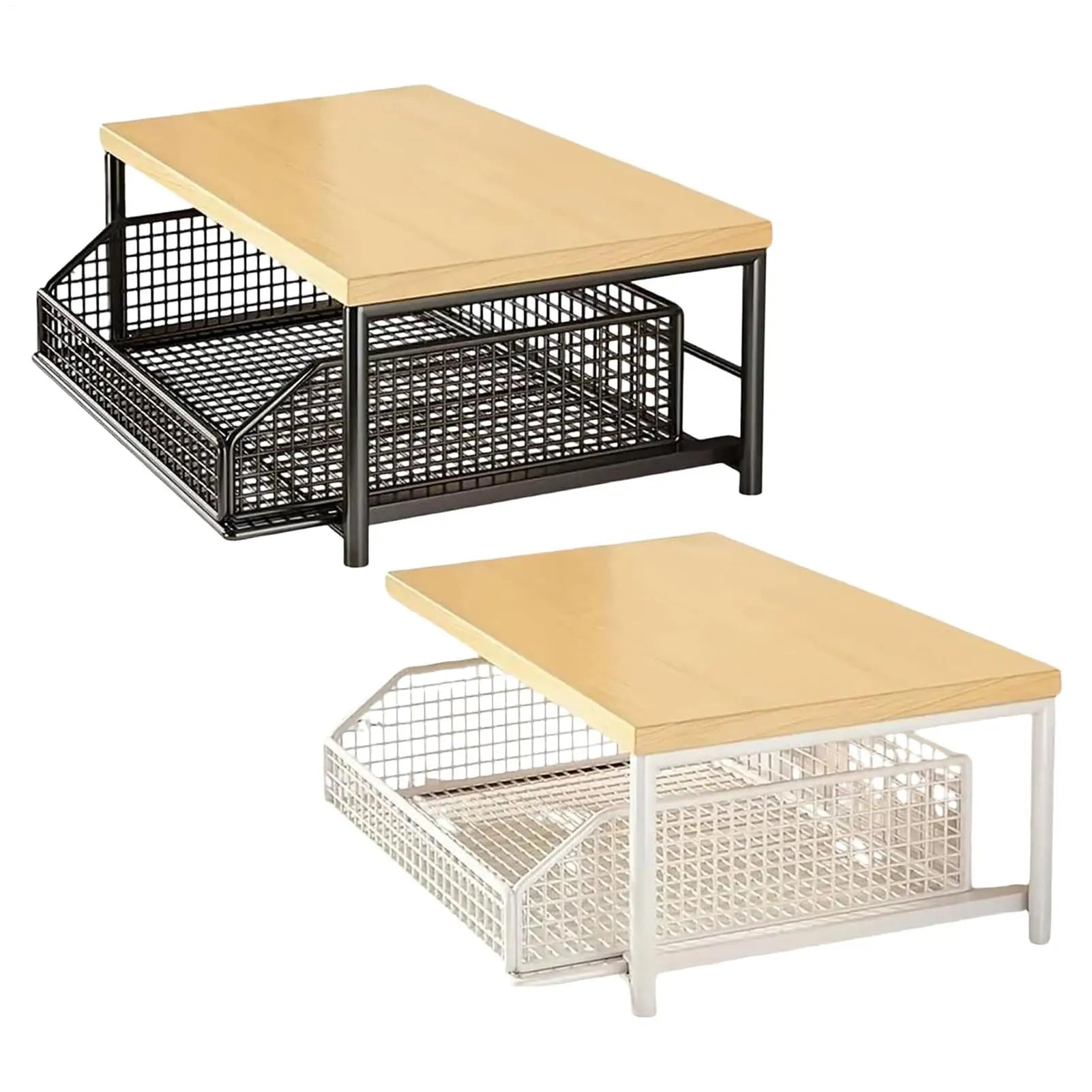 LYR 2-Tier Countertop Organizer Rack with Pull-Out Mesh Drawer