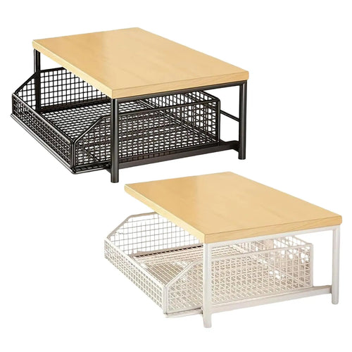 LYR 2-Tier Countertop Organizer Rack with Pull-Out Mesh Drawer