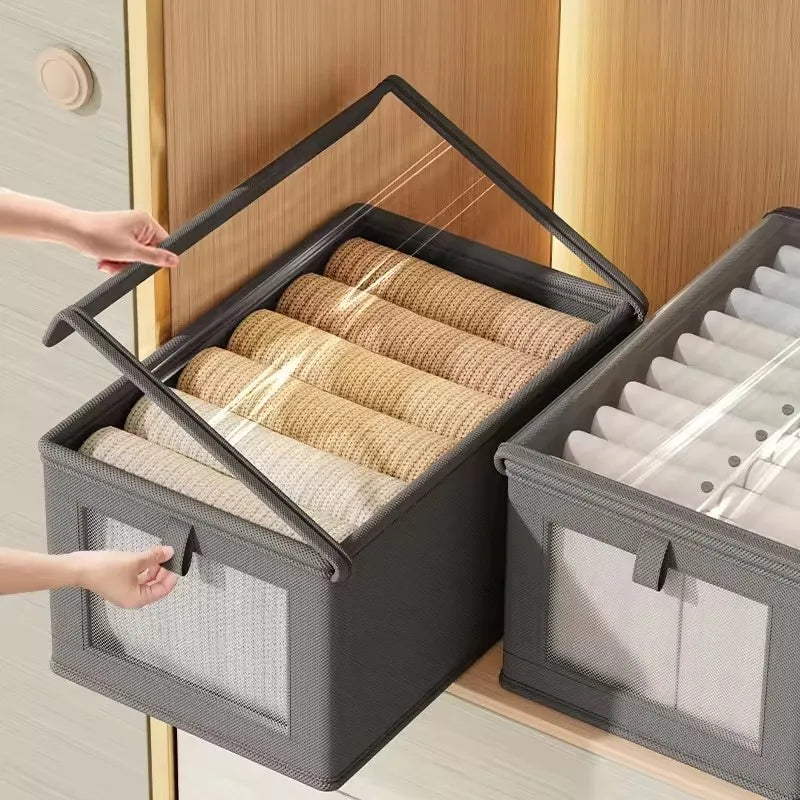 LYR Foldable Clothes Storage Box with Transparent Window