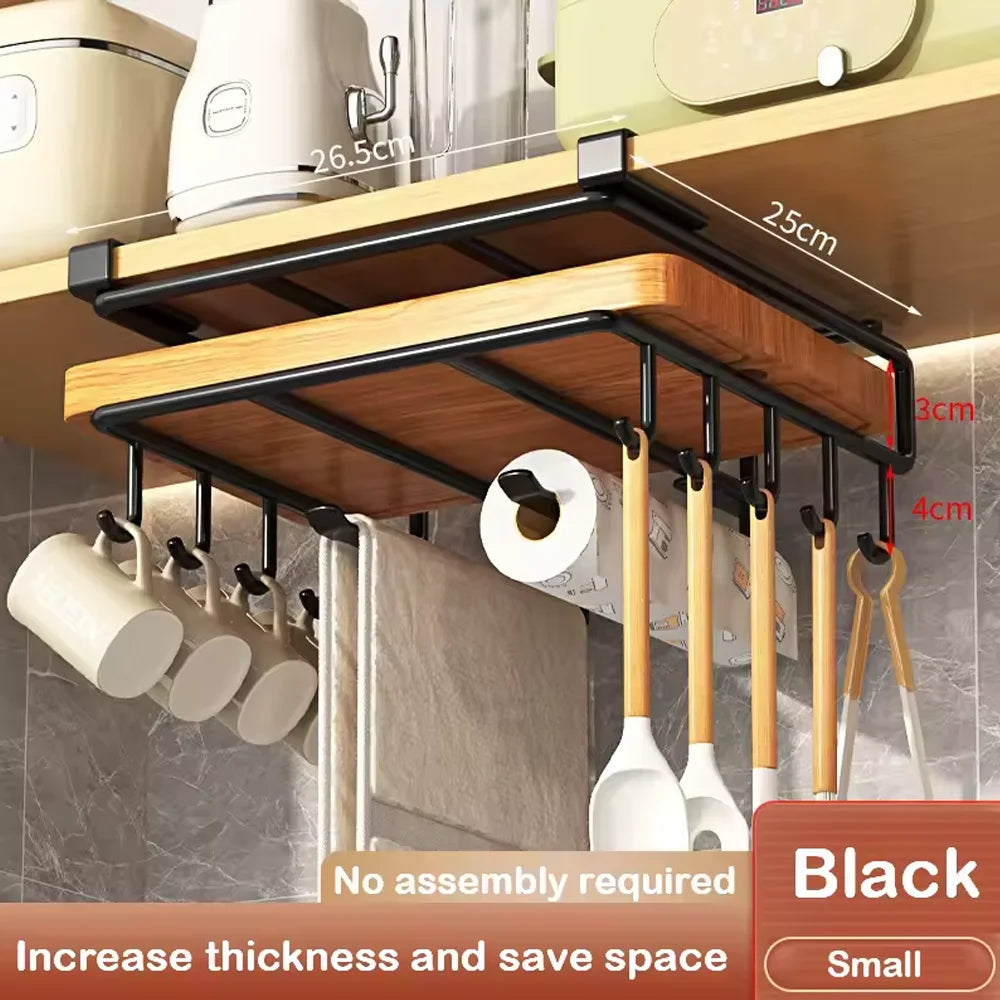 LYR Under-Cabinet Kitchen Organizer Rack with Hooks