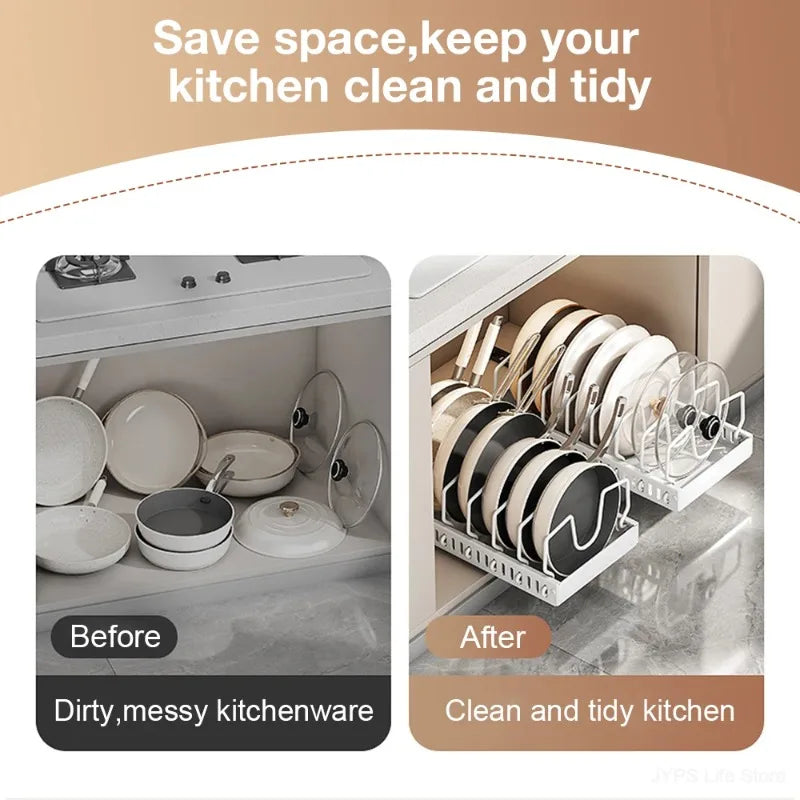 LYR Pull-Out Kitchen Cabinet Organizer | Sliding Pot, Pan & Lid Rack