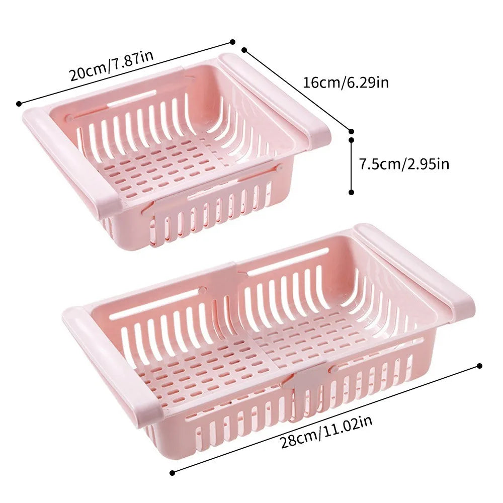 LYR Retractable Fridge Drawer Organizer Basket