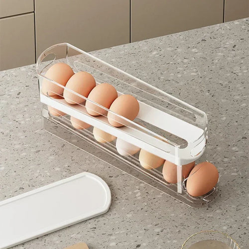LYR Bilayer Fridge Egg Organizer with Auto-Roll Dispenser