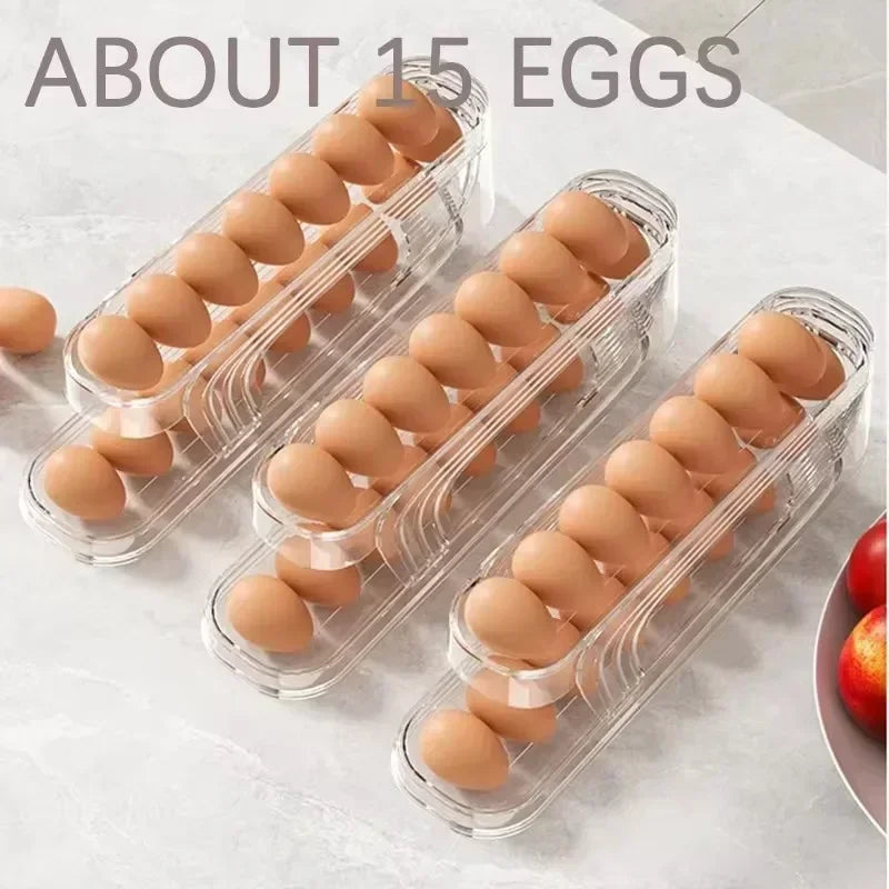 LYR Bilayer Fridge Egg Organizer with Auto-Roll Dispenser