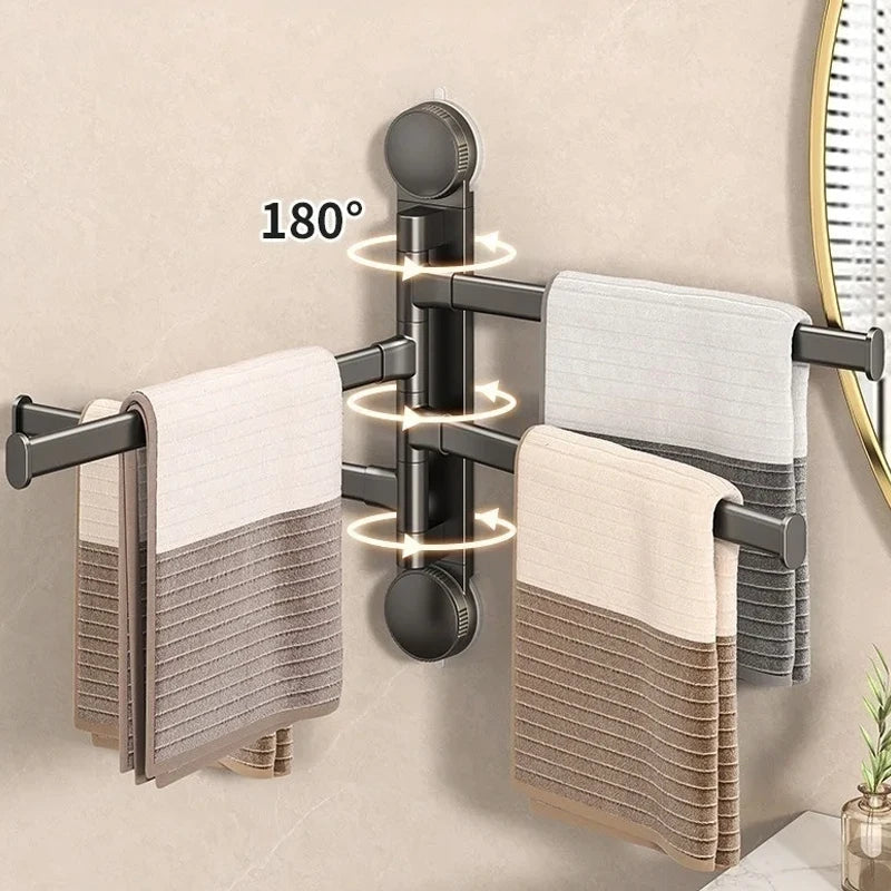 LYR Suction Cup Rotating Towel Rack – Punch-Free, Multi-Bar Folding
