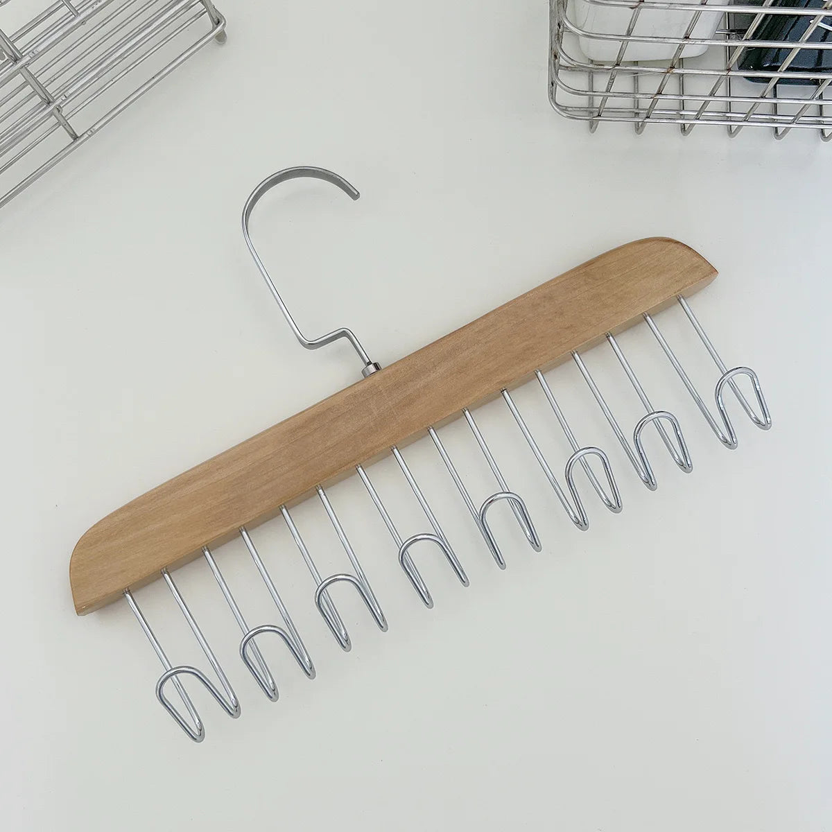 LYR Wooden Hanger with 8 Rotating Hooks