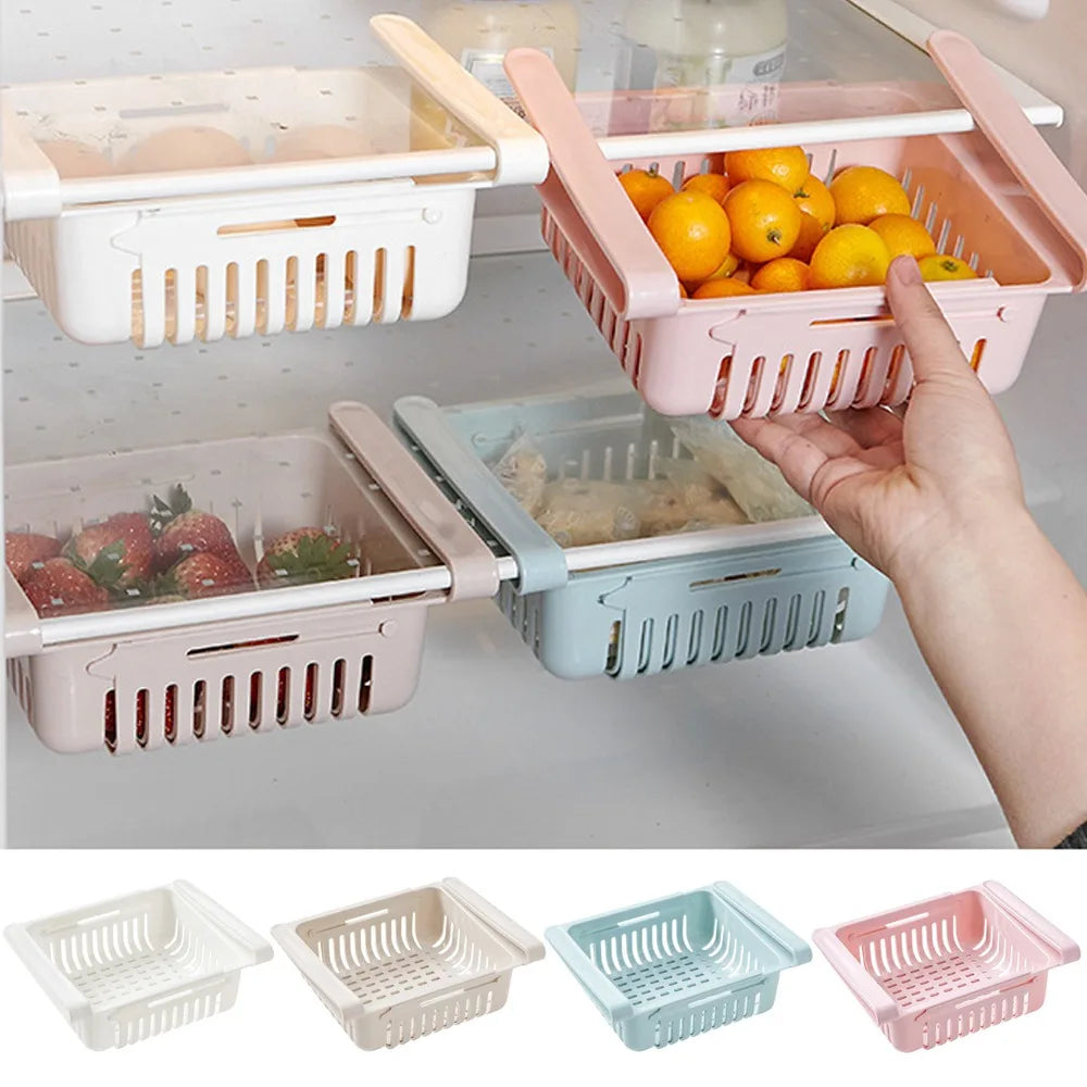 LYR Retractable Fridge Drawer Organizer Basket