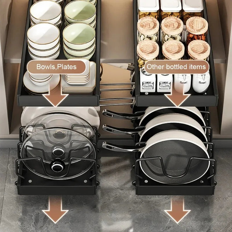 LYR Pull-Out Kitchen Cabinet Organizer | Sliding Pot, Pan & Lid Rack