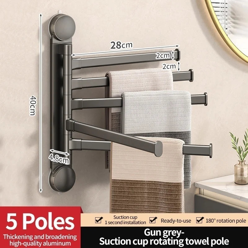LYR Suction Cup Rotating Towel Rack – Punch-Free, Multi-Bar Folding