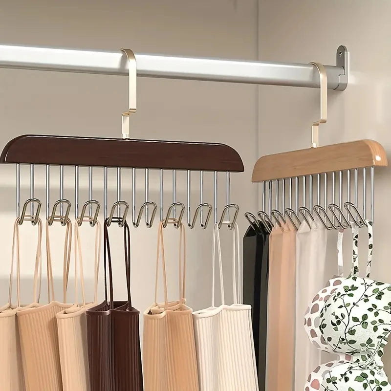 LYR Wooden Hanger with 8 Rotating Hooks