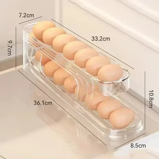 LYR Bilayer Fridge Egg Organizer with Auto-Roll Dispenser