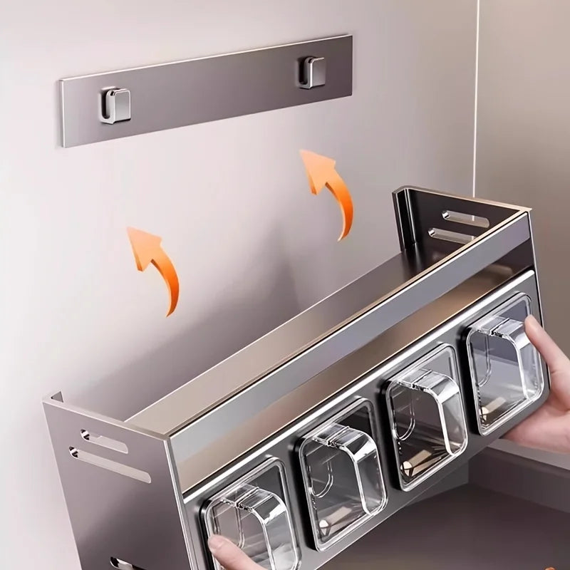LYR Wall-Mounted Spice Rack & Storage Set with Sealed Containers