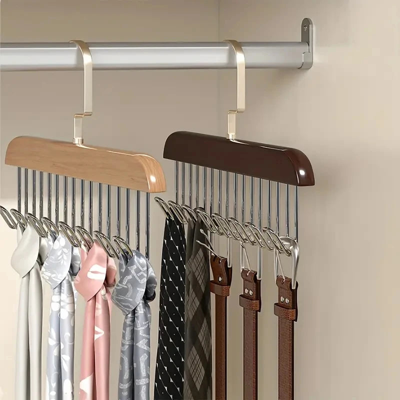 LYR Wooden Hanger with 8 Rotating Hooks
