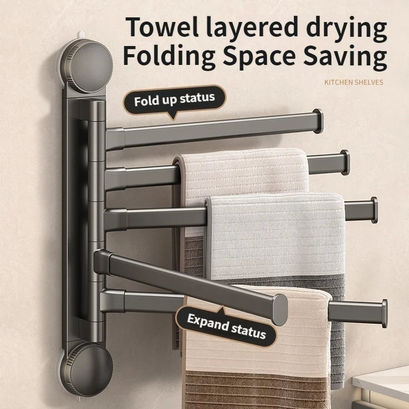 LYR Suction Cup Rotating Towel Rack – Punch-Free, Multi-Bar Folding