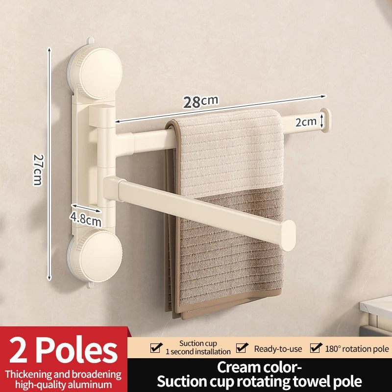LYR Suction Cup Rotating Towel Rack – Punch-Free, Multi-Bar Folding