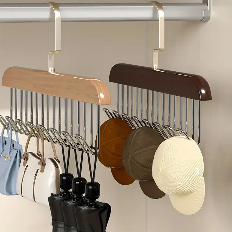 LYR Wooden Hanger with 8 Rotating Hooks
