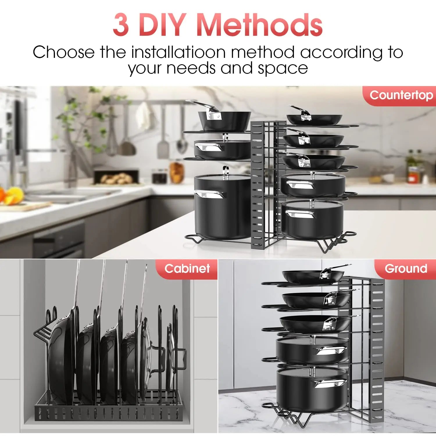 LYR 8-Tier Pot & Pan Rack Organizer