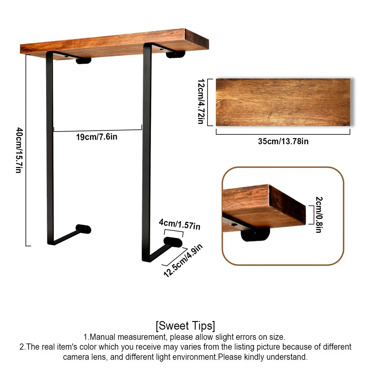 LYR Minimalist Wall-Mounted Towel Rack with Wooden Shelf