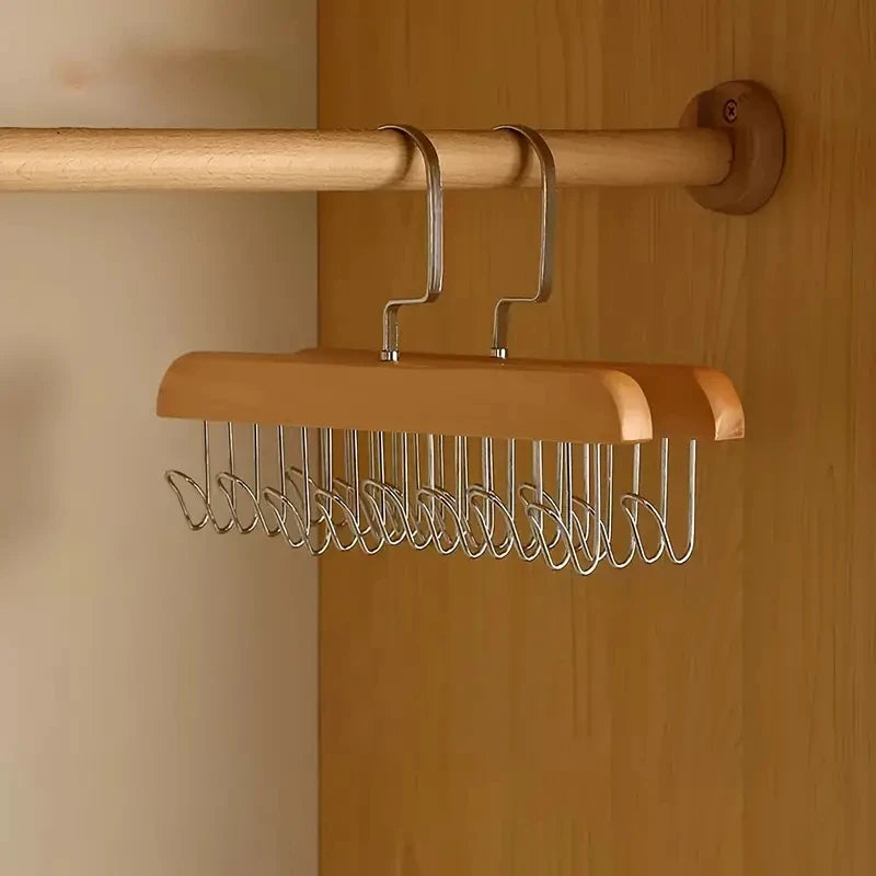 LYR Wooden Hanger with 8 Rotating Hooks