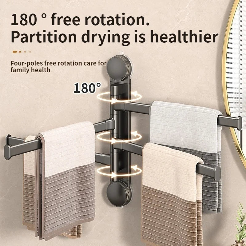 LYR Suction Cup Rotating Towel Rack – Punch-Free, Multi-Bar Folding