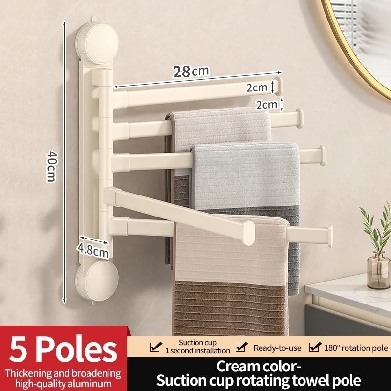 LYR Suction Cup Rotating Towel Rack – Punch-Free, Multi-Bar Folding