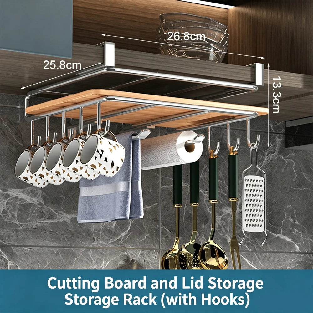 LYR Under-Cabinet Kitchen Organizer Rack with Hooks