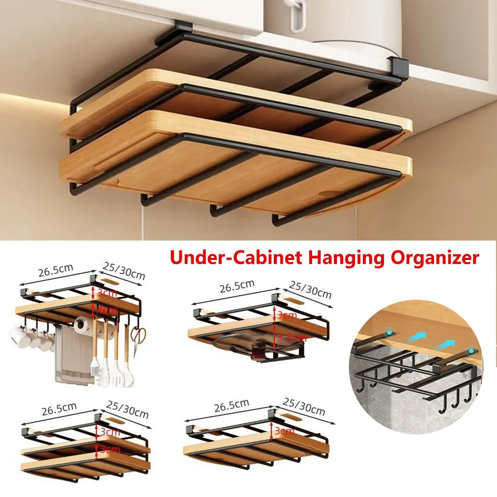 LYR Under-Cabinet Kitchen Organizer Rack with Hooks