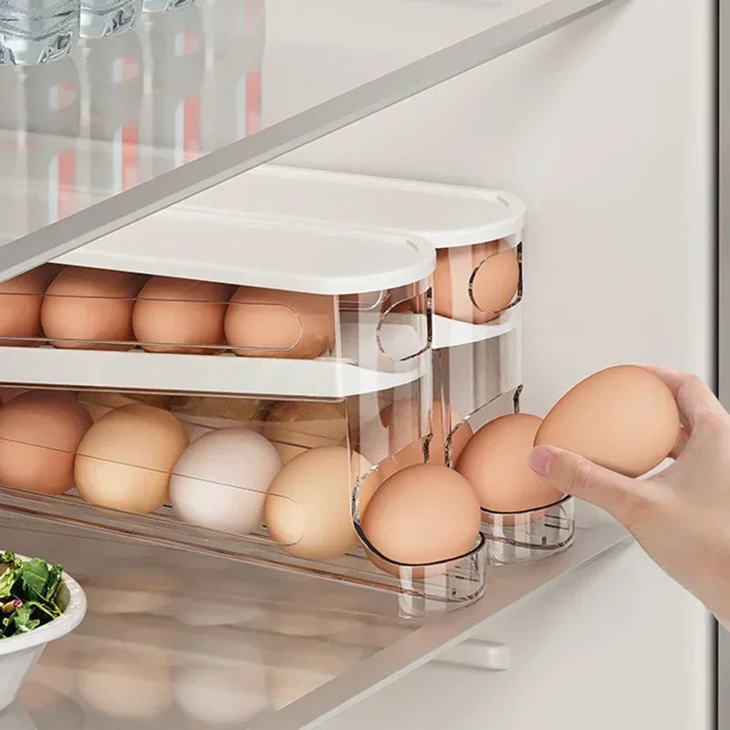 LYR Bilayer Fridge Egg Organizer with Auto-Roll Dispenser