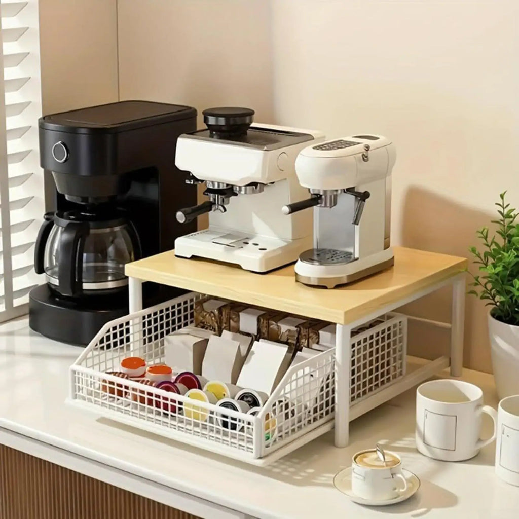 LYR 2-Tier Countertop Organizer Rack with Pull-Out Mesh Drawer