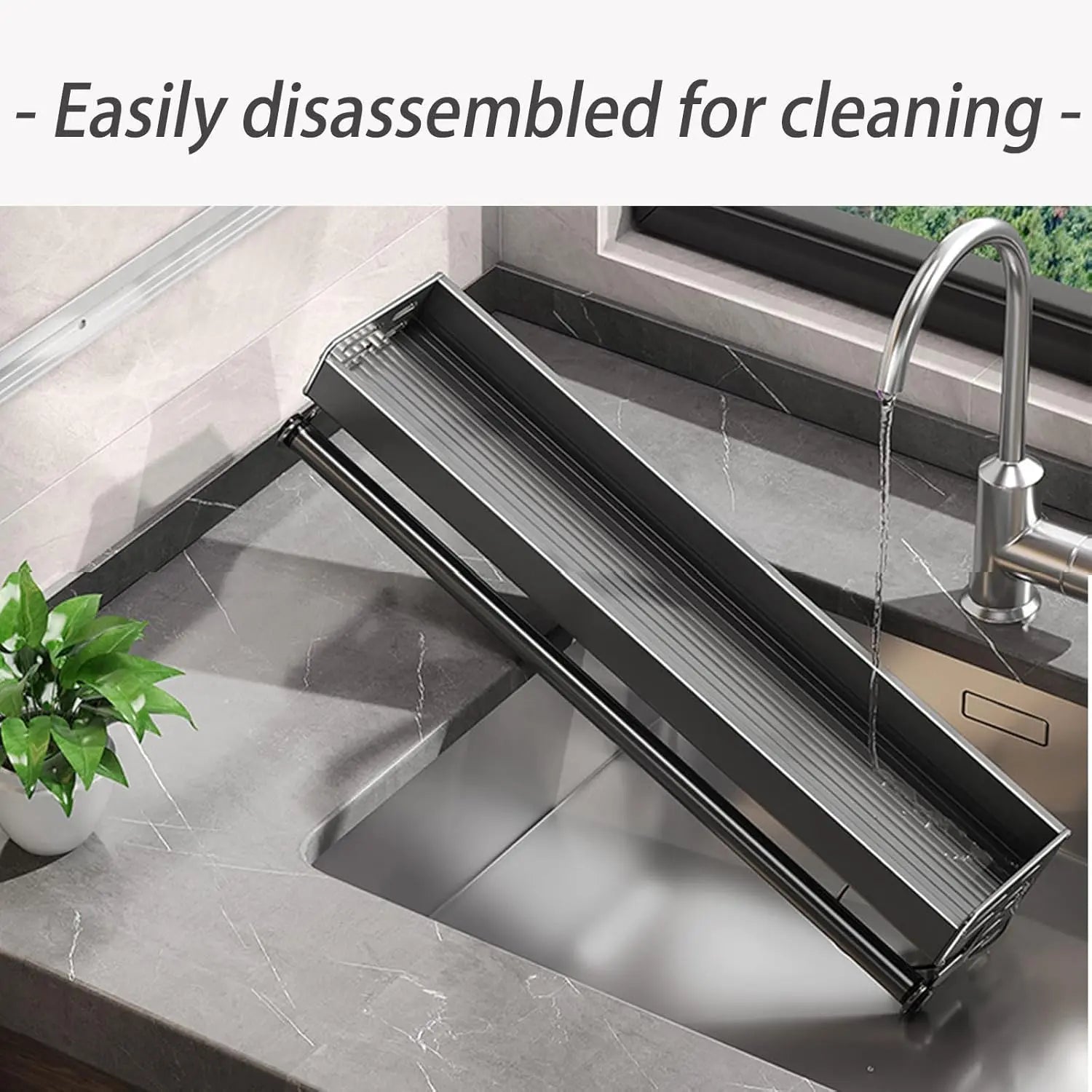 LYR Wall-Mount Stainless Steel Kitchen Organizer Shelf with Hooks