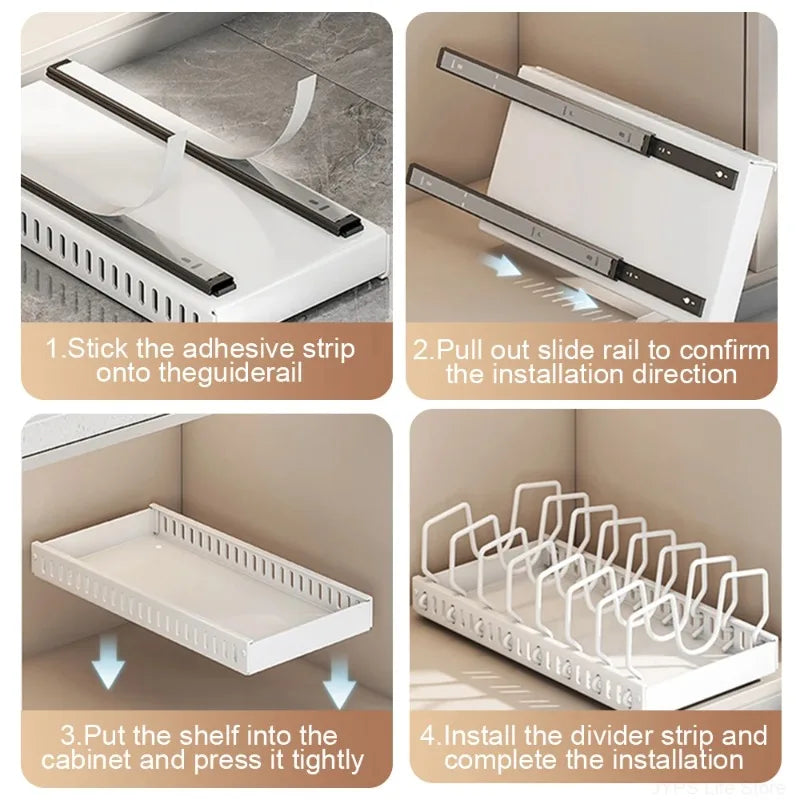 LYR Pull-Out Kitchen Cabinet Organizer | Sliding Pot, Pan & Lid Rack